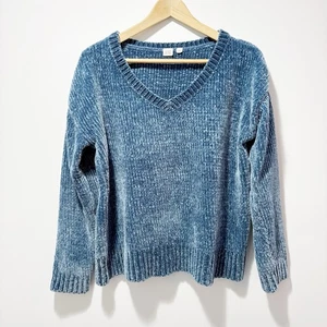 GAP Chenille V-Neck Pullover Pulli Gr. Small blau Samt super weich Plüsch  - Bild 1 von 10