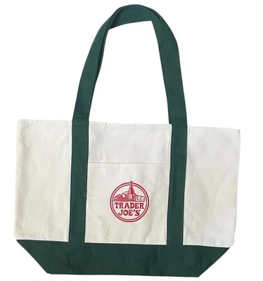 Bolso de Mano Clásico Trader Joe's Verde Lona Edición Limitada Vacaciones 2025 Bolso Grande Foto 1 de 4
