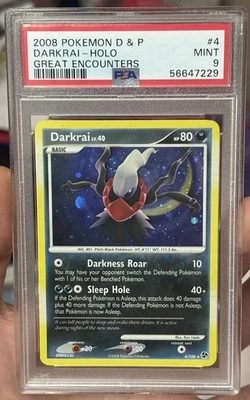 2008 Darkrai - 4/106 SWIRL Pokemon Card Great Encounters RARE Holo Mint PSA 9 - Image 1 of 2