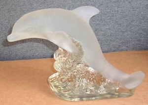 Escultura de cristal de delfín esmerilado Goebel grande de colección 7" H con Alemania - Imagen 1 de 7