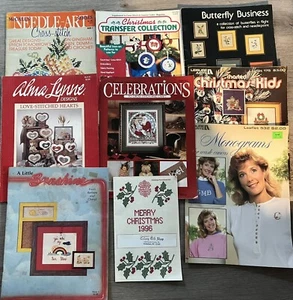 Lot Of 9 Vintage Cross Stitch Magazines And Pattern Pamphlets - Picture 1 of 1