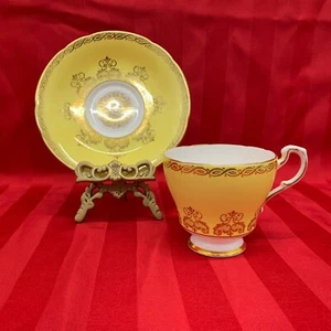 Paragon Fine Bone China England Teacup Saucer Yellow gold gilding - Picture 1 of 5