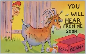 Postal de lino cómic vintage de Goat & Beans “You Will Hear From Me Soon” - Imagen 1 de 2