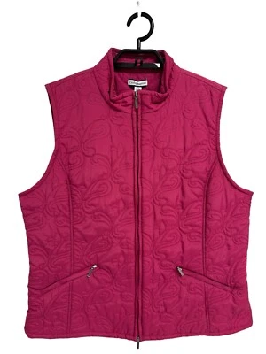 Chaleco de cachemira Croft & Barrow para mujer sin mangas rosa cremallera completa bordado talla XL Foto 1 de 4