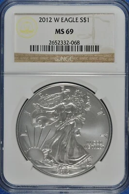2012 W Burnished $1 Silver Eagle NGC MS 69 (Brown Label) - Image 1 of 2