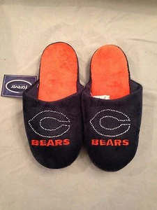 Chicago Bears NEW Small Jeweled Slippers . NFL Football Women NWT Warm House Fan - Picture 1 of 3