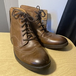 Clarks Mens Boots Sz 11 M Ortholite Brown Leather Lace up Chukka 16326 Cap Toe - Picture 1 of 18