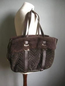 LK Bennett SHEARLING SHEEPSKIN SUEDE LEATHER BAG tote hobo bucket oversize - Picture 1 of 22