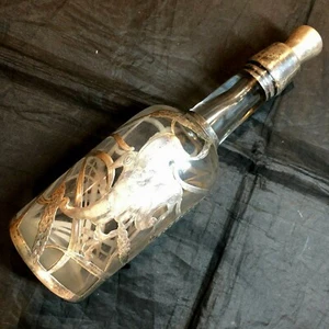 LA PIERRE JUGENDSTIL KARAFFE SCOTCH DISTEL OVERLAY STERLINGSILBER FLASCHE #38G - Bild 1 von 12