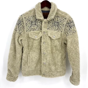 Chaqueta polar Lucky Brand para mujer Sherpa Jean beige mediana Tomboy Trucker - Imagen 1 de 12