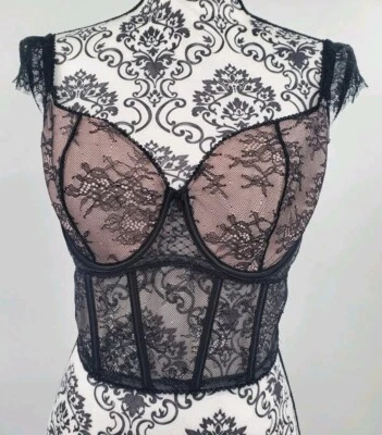 Victoria's Secret Dream Angels Longlines Bra Size Medium DD Black Lace New Tags - Image 1 of 4