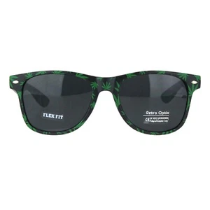 Gafas de sol con estampado de hojas de marihuana Pothead cuadradas ajuste flexible tonos UV 400 - Imagen 1 de 10