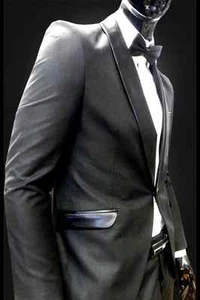 TRAJE DE DISEÑO NOBLE SMOKING HOMBRE TALLADA A MANO CORBATA CORREA CAMISA JUEGO 48 - Imagen 1 de 4