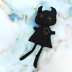 12" Handmade Black Soft Cloth Devil Rag Doll Unique One Of A Kind Art Piece