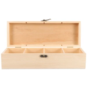  Solid Wood Packaging Box Mini Jewelry Small Chest Unfinished Crate Storage - Picture 1 of 12