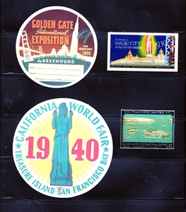 1939 EXPO CALIFORNIA GOLDEN GATE world fair , labels, stickers advertisement - Picture 1 of 1