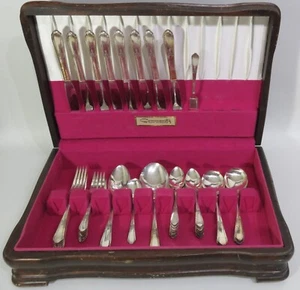 Oneida/Rogers "Happiness" Pattern 1940 Silverplate Flatware 51 Pc Set w/Chest uu - Picture 1 of 10
