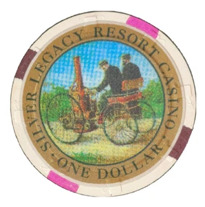 Vintage $1.00 Gaming Token Silver Legacy Resort Casino Reno Nevada Steam Engine - Bild 1 von 6