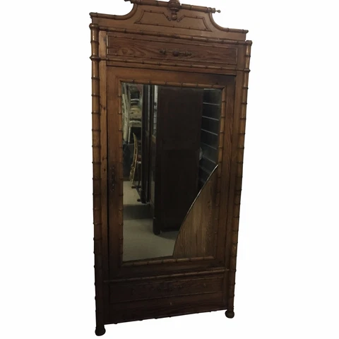 19th Century French Faux Bamboo Armoire Cover