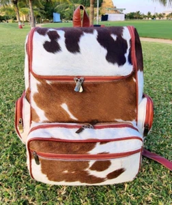 Cowhide Backpack Bag /Leather Diaper Bags | Cow Hide Bag pack Fur Hair On | Gift - Picture 1 of 3