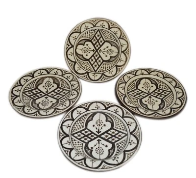 Moroccan Serving Ceramic Plates Handmade Appetizer Tapas Serving Set Of Four - Image 1 of 4