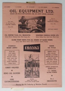 Oil Equipment Ltd Calgary Well Pumps Valves and Drilling Tools Alberta Map 1950s - Imagen 1 de 3