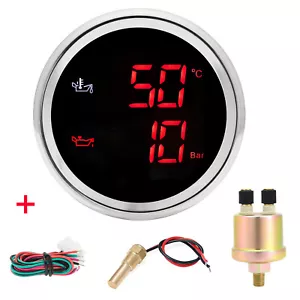52MM 2In1 Dual Gauge Oil Temperature Gauge 50-150℃ Oil Pressure gauge with Light - Picture 1 of 16