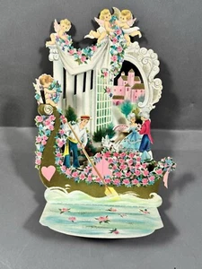 Vintage 50s Hallmark 3D Pop Up Embossed Valentine Card For Wife Victorian Style - Picture 1 of 3