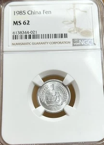 1985 China 1 Fen coin NGC MS62 - Picture 1 of 2