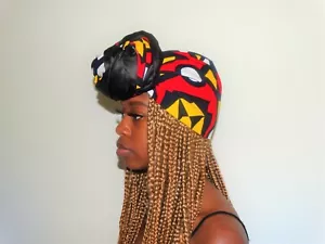 Large Handmade Satin Lined african head wraps and head band set for women - Picture 1 of 4