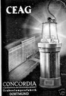 Concordia Elektrizitäts AG Dortmund Aktie 1934 "Grubenlampe" CEAG Bergbau Quandt