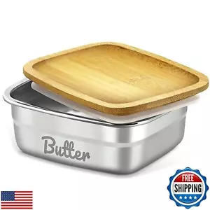 Butter Dish with Lid for Countertop, Stainless Steel Butter Holder Container, - Picture 1 of 5