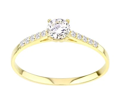 9ct Yellow Gold 0.40ct Simulated Diamond Solitaire Engagement Ring J to S - Image 1 of 4