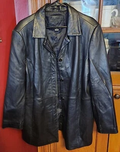 Kathy Ireland Women's Jacket Black Genuine Leather 4-Button Lined Coat - Size 1X - Picture 1 of 3