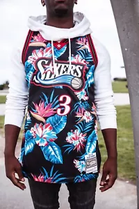Mitchell & Ness 76ers 1998 Allen IVERSON FLORAL ๐บ ๐ ๐ธ SWINGMAN JERSEY - Picture 1 of 11