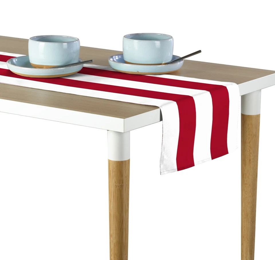 Red & White Cabana Stripe Table Runners - 12"x72" or 14"x108" - Image 1 of 1
