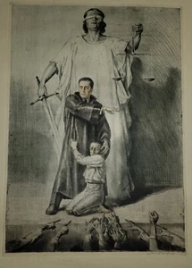 IVO SALIGER-Firmado Aguatinta 'Grabado-Justicia-Austria Años 30 - Imagen 1 de 4