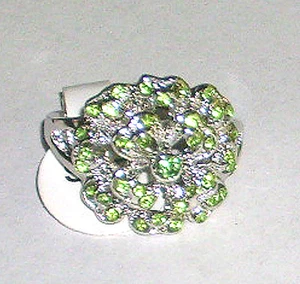 Neu 925 Sterling Silber plattiert floralähnlicher Ring mit hellgrünen Topas Akzenten - 7* - Bild 1 von 2