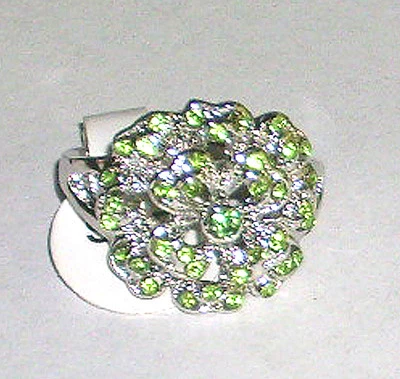 New 925 Sterling Silver Plated Floral-Like Ring w/Pale Green Topaz Accents-7* - Image 1 of 2