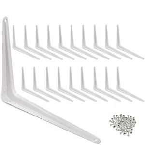 20 Pcs 10" x 12" inch Utility Metal Wall Shelf Corner Bracket Support White LOT - Picture 1 of 6