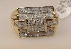 2CT Real Moissanite Men's Engagement Pinky Ring 14k Yellow Gold Plated Silver - Picture 1 of 4