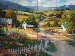 Landschaft Fliese Backsplash Steve Songer Landleben Kunst Keramik Wandbild RW-SSA008 - Bild 1 von 2