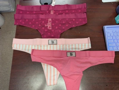 Victoria's Secret Lote De 4 Tangas Rosa Rosa Rayas Mermelada Fresca XXL NUEVO CON ETIQUETAS Foto 1 de 4