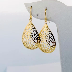 Nachlass Sterling Silber 925 goldfarben Träne filigran Ohrhänger - Bild 1 von 7