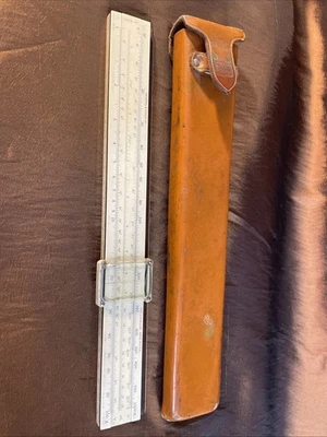 "Regla deslizante vintage de 10"" Keuffel & Esser (K & E) 4100 Stadia - estuche de cuero" Foto 1 de 4