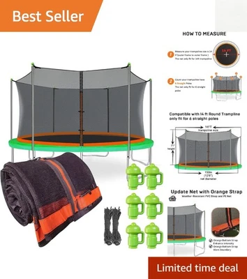 Red de repuesto para trampolín redondo de 14 pies con 6 tapas de poste - resistente a los rayos UV y a la intemperie Foto 1 de 4