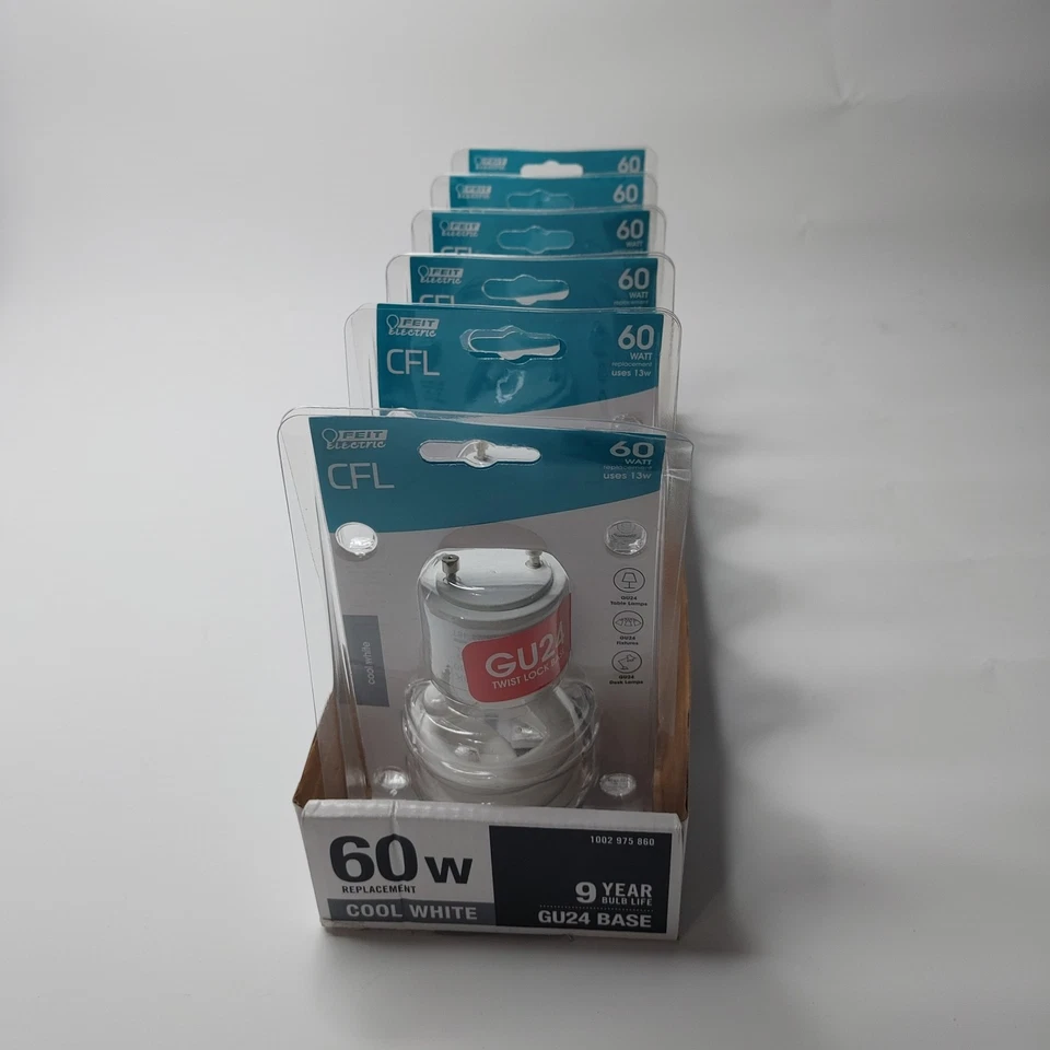 Feit Electric 6x GU24 - Twist Lock Base - Cool White 60w Replacement - Image 1 of 4