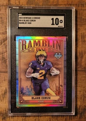 2023 Bowman University Chrome Blake Corum Ramblin' Man SGC 10 GM Michigan - Image 1 of 2
