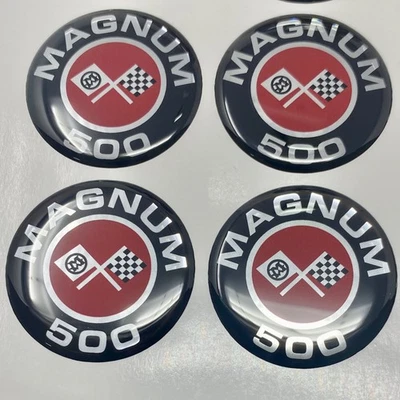 1965-73 FORD MAGNUM 500 WHEEL CENTER CAP EMBLEM MUSTANG TORINO FAIRLANE SET OF 4 - Image 1 of 4