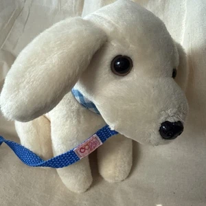 Our Generation Golden Retriever Yellow Lab Plush Puppy Dog 5" Blue Leash Collar - Picture 1 of 3